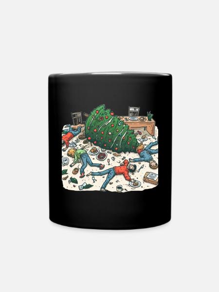 Exuberant Christmas tree party - Full Colour Mug - black
