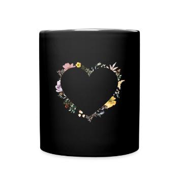 Fleurs coeur personnalisables, personnalisables - Mug uni - noir - Devant