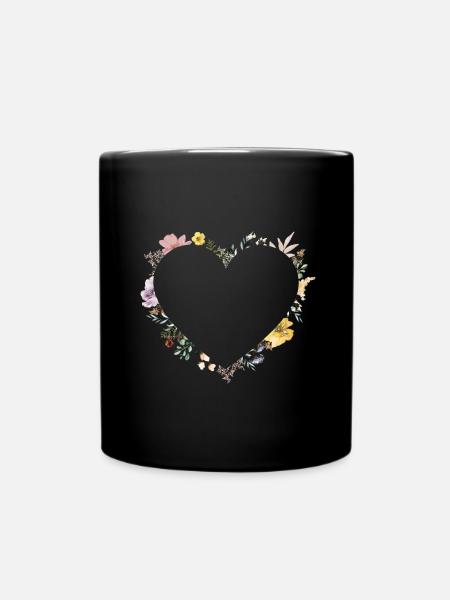 Fleurs coeur personnalisables, personnalisables - Mug uni - noir