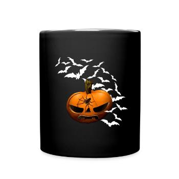 Kürbisse, Fledermäuse, Spinnen, halloween outfit - Tasse einfarbig - Schwarz - Vorne
