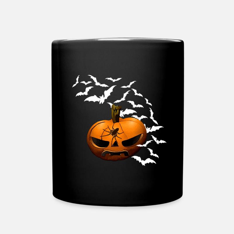 Kürbisse, Fledermäuse, Spinnen, halloween outfit - Tasse einfarbig - Schwarz