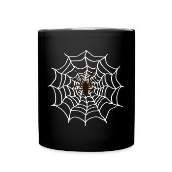 Spinnenwebe, halloween Outfit, gruselige Motive - Tasse einfarbig - Schwarz - Vorne