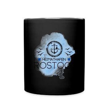 Rostock Liebe Heimathafen Ostsee - Tasse einfarbig - Schwarz - Vorne