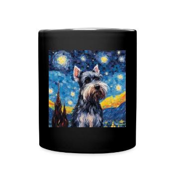 Zwergschnauzer Sternennacht - Tasse einfarbig - Schwarz - Vorne