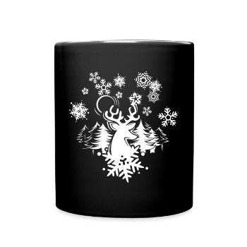 renne neige Noël neige forêt hiver Noël - Mug uni - noir - Devant