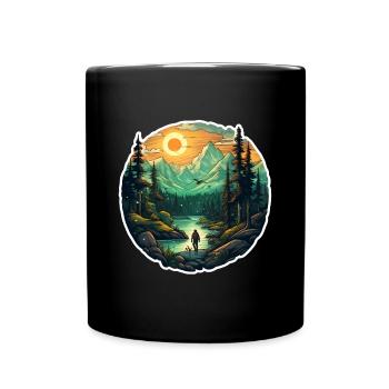 Cool Hiker Motif - Hiking in the Mountains - Full Colour Mug - black - Front