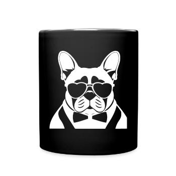 Funny French Bulldog with Sunglasses French Bulld - Full Colour Mug - black - Front