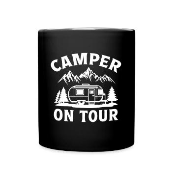 Camper on tour - Tasse einfarbig - Schwarz - Vorne