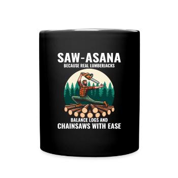 Holzfäller Holzarbeiter Holzschneider Yoga Pose Lustig - Tasse einfarbig - Schwarz - Vorne
