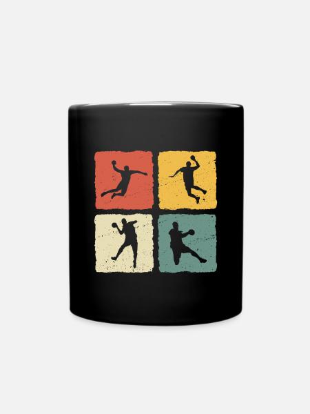 handballerin retro t-shirt handball - Enfärgad mugg - svart