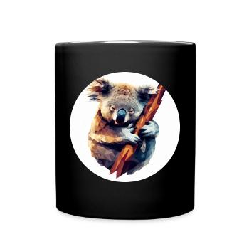 Koala dans l’Art polygonal sur la branche - Mug uni - noir - Devant