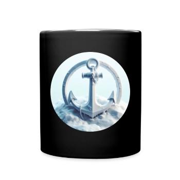 Anker in Eis Landschaft - Tasse einfarbig - Schwarz - Vorne