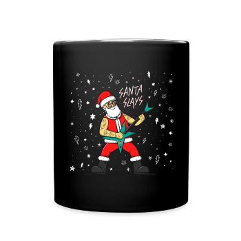 Père Noël jouant de la guitare. Noël Heavy Metal - Mug uni - noir - Devant