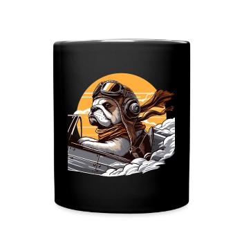 Bulldog Pilot - Tasse einfarbig - Schwarz - Vorne