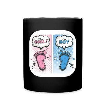 Füße Geschlecht Baby Junge oder Mädchen - Tasse einfarbig - Schwarz - Vorne