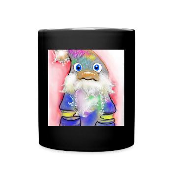 Bunter Weihnachtsmann mit Farbverlauf - Tasse einfarbig - Schwarz - Vorne