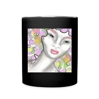 Kunstvolle Frauenportrait mit Pastellfarben - Tasse einfarbig - Schwarz - Vorne