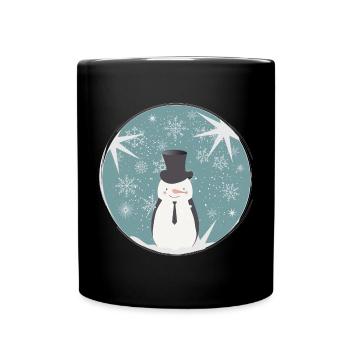 beau bonhomme de neige et étoiles pour Noël - Mug uni - noir - Devant