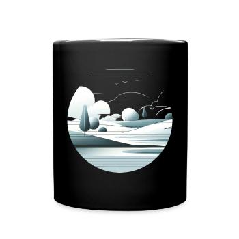 Minimalistische Landschaft - Tasse einfarbig - Schwarz - Vorne