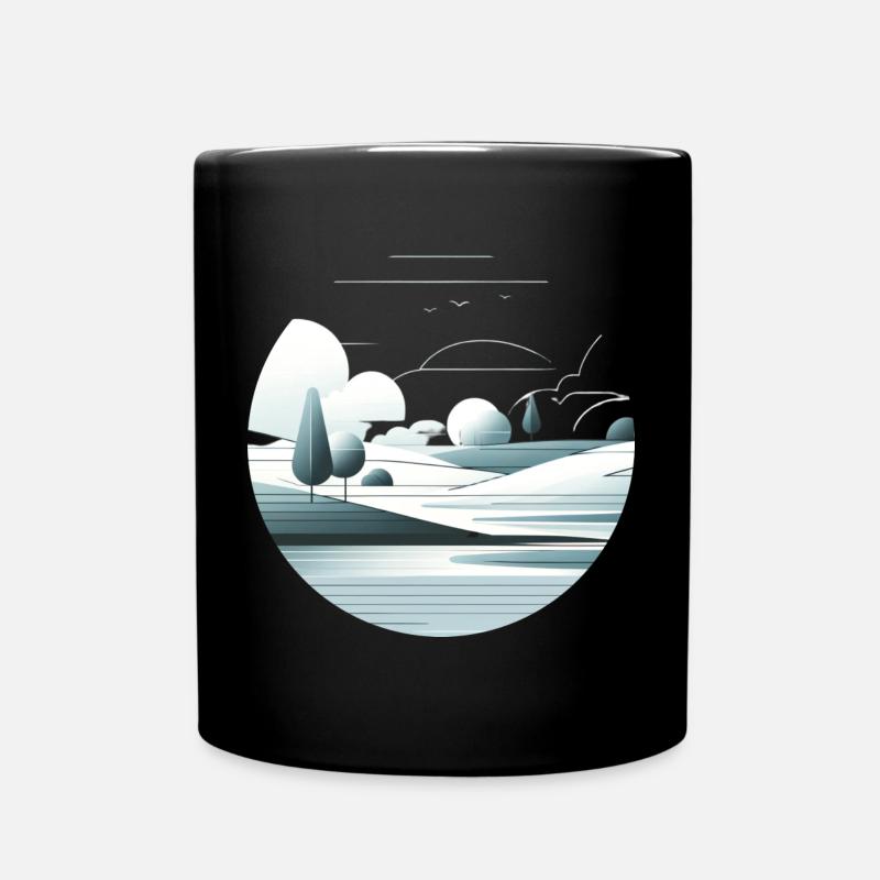 Minimalistische Landschaft - Tasse einfarbig - Schwarz