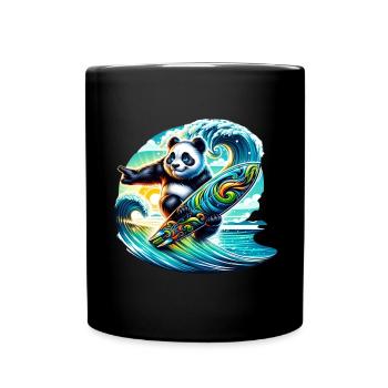Panda surf coloré - Mug uni - noir - Devant