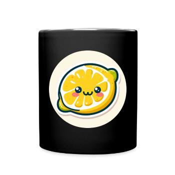 Süße Illustration einer lachenden Zitrone - Tasse einfarbig - Schwarz - Vorne