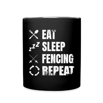 Fencing Daily Routine - Full Colour Mug - black - Front