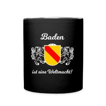 Die Weltmacht aus Baden - Tasse einfarbig - Schwarz - Vorne