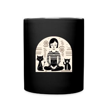 Yoga avec les chats - Mug uni - noir - Devant