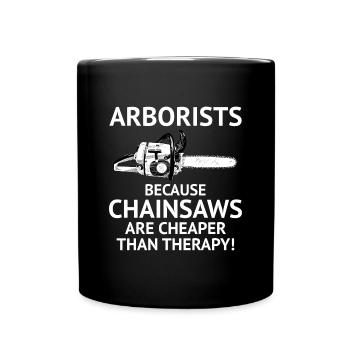 Arborist Tree Climber Climbing Trimmer Chainsaw - Full Colour Mug - black - Front