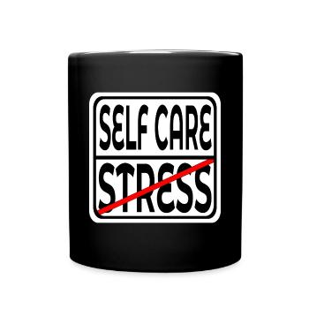 STOP STRESS - FOCUS SELF CARE SIGN - Full Colour Mug - black - Front