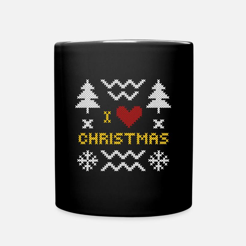 Conception de motif en tricot de coeur de Noël - Mug uni - noir