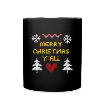 Warm Christmas Pattern in Pixel Art - Full Colour Mug - black - Front