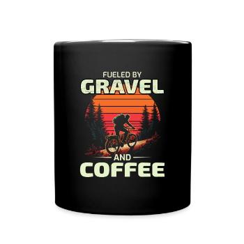 Sunset Gravel Riding: Angetrieben von Schotter und Kaffee - Tasse einfarbig - Schwarz - Vorne