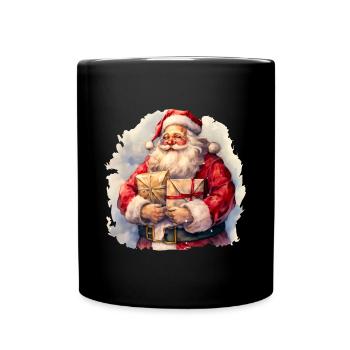Aquarell mit Geschenken - Tasse einfarbig - Schwarz - Vorne