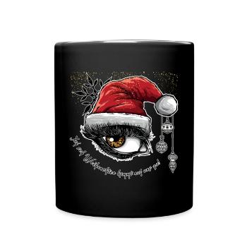 Weihnachtsauge im Graffiti-Stil mit Hut - Tasse einfarbig - Schwarz - Vorne