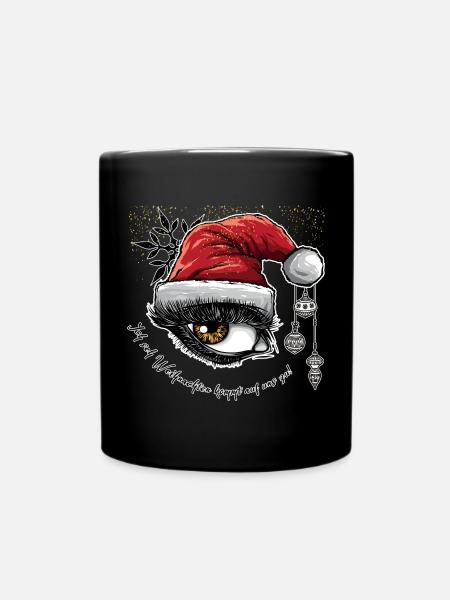 Weihnachtsauge im Graffiti-Stil mit Hut - Tasse einfarbig - Schwarz