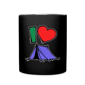 Déclaration de camping Randonneur Coeur Wanderlust Tentes - Mug uni - noir - Devant