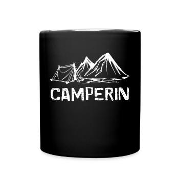 Camping Berge Zelten Wanderer Ferien Natur Relaxen - Tasse einfarbig - Schwarz - Vorne