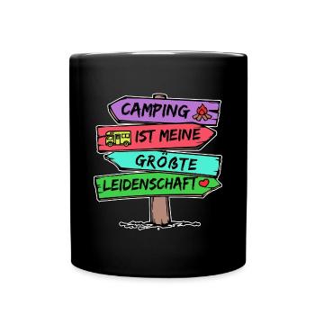 Camping Statement Wanderlust Wanderer Herz Camper - Tasse einfarbig - Schwarz - Vorne