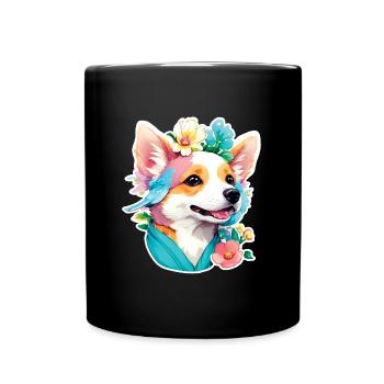 Corgi - Tasse einfarbig - Schwarz - Vorne
