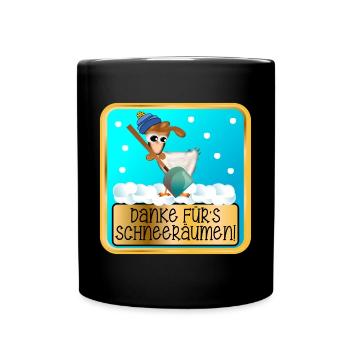 DANKESCHÖN WINTERDIENST - SCHNEERÄUMEN HUHN - Tasse einfarbig - Schwarz - Vorne