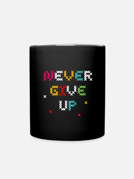 Vivid Cross Stitch Pattern T-Shirt Design - Full Colour Mug - black