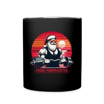 Happy Pump Nights Santa Claus Gym Fitness Ugly - Full Colour Mug - black - Front