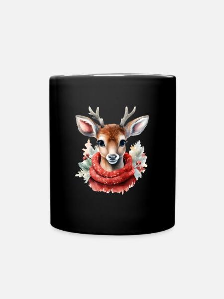 Reh Deer Christmas - Tasse einfarbig - Schwarz