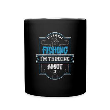 Pêcheur, Pêcheur, Canne à pêche, Carpe - Mug uni - noir - Devant