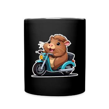 Guinea pig on moped - Full Colour Mug - black - Front