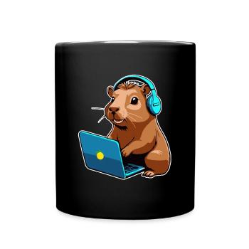 Capybara Programmer Coder Computer - Full Colour Mug - black - Front