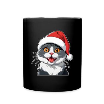 Chat Noël - Mug uni - noir - Devant