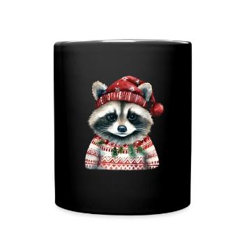 Mr. Raccoon in Norwegian sweater - Full Colour Mug - black - Front